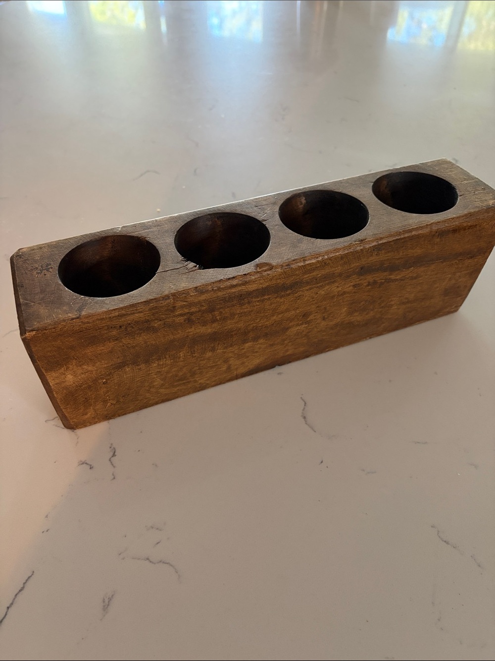 Vintage wooden sugar mold box (holds candles, silverware, craft supplies)